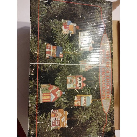 Other - Vintage Set of 8 Lighted Christmas House Porcelain Ornaments EUC